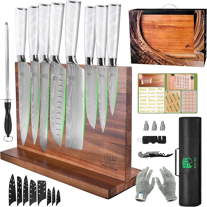 FULLHI 15pcs Japanese Knife Set by ExpertForPortableAndButcherKnifeSet