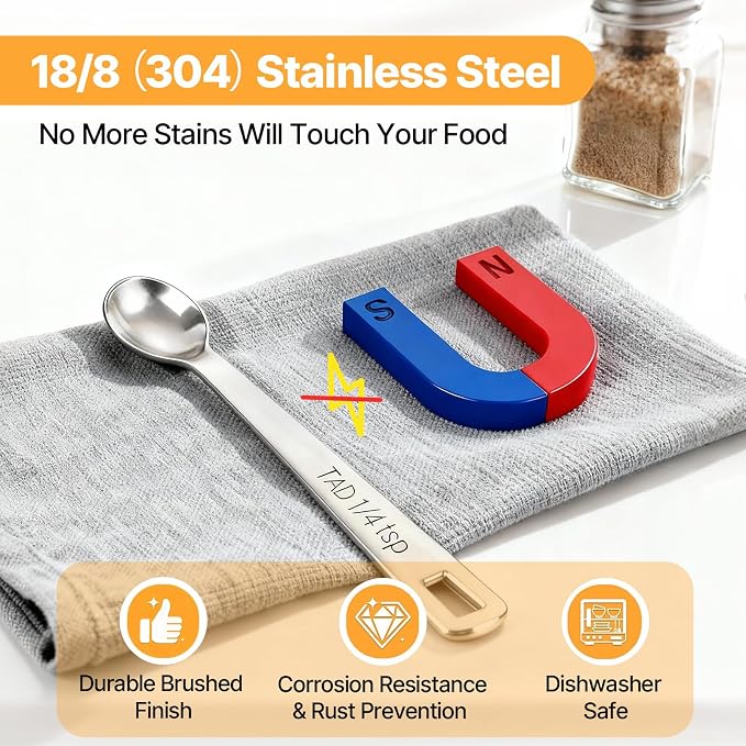 Mini Measuring Spoons Set, 18/8 Stainless Steel Teaspoon - Image 2