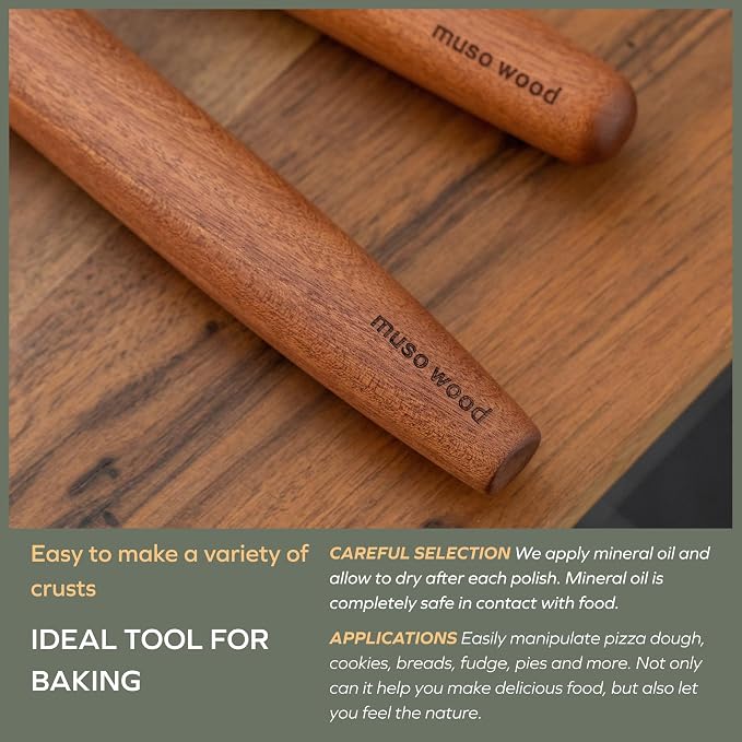 Muso Wood Sapele Wooden French Rolling Pin - Image 6