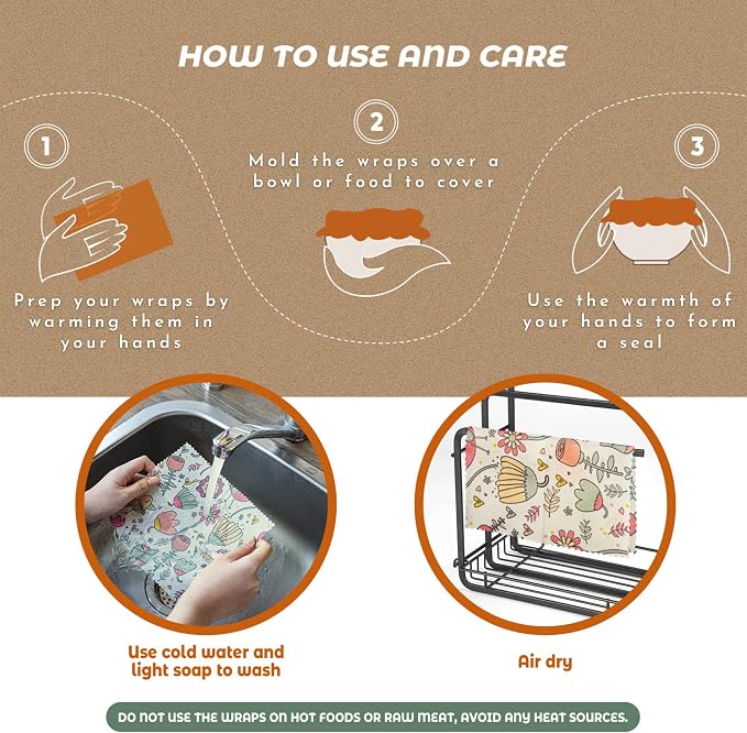 Akeeko Reusable Beeswax Food Wraps - Image 6