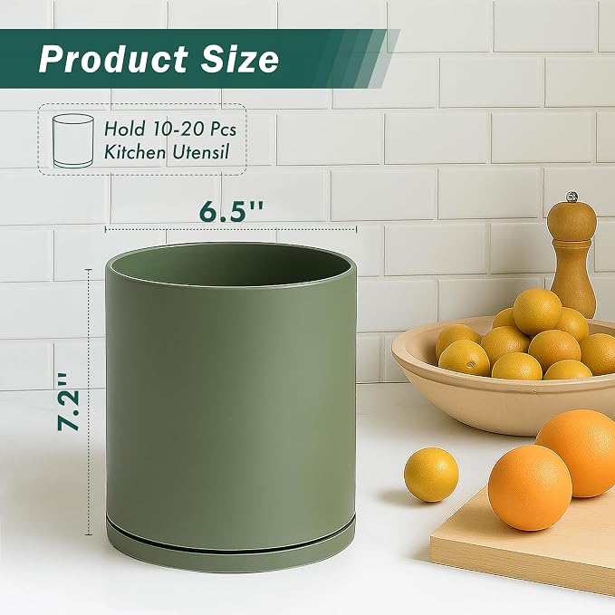 D'vine Dev 360° Rotating Utensil Holder – 7.2" Kitchen Utensil Crock - Image 2