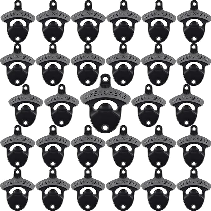 30 Packs Black Bottle Top Opener Wall Mounted Beer Cap Opener Stainless Bulk by Wallmountedbottleopener