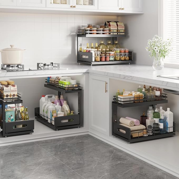 Under Sink Organizer Upgrade To Professional Rails, 2-Tier Dual Pull Out - Image 7