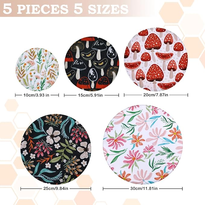 5-Size Reusable Beeswax Bowl Covers - Image 2