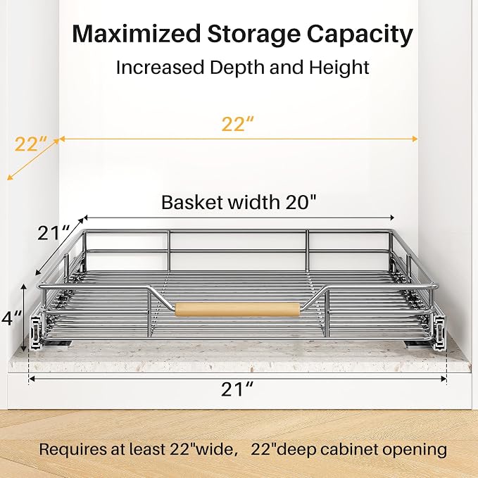 Pull out Cabinet Organizer, Heavy Duty Smooth Sliding Under Cabinet Shelves - Image 3