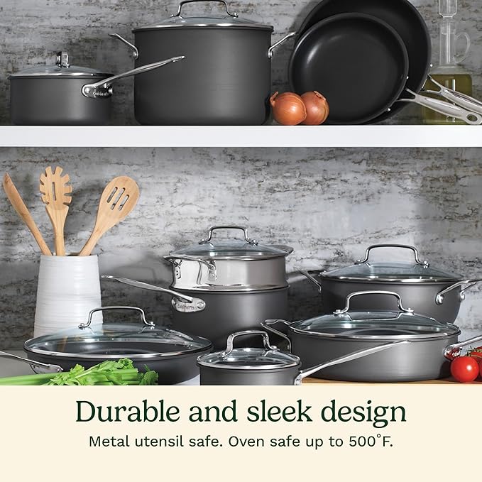 Cuisinart 17-Piece Pots and Pans Set, Non Stick Hard Anodized Cookware Set - Image 2