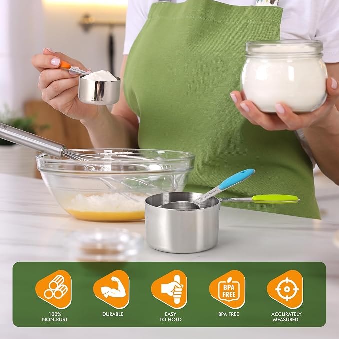 HOTEC 10-Pack Measuring Cups &Spoons Set, Kitchen Gadagets Cooking Baking - Image 3