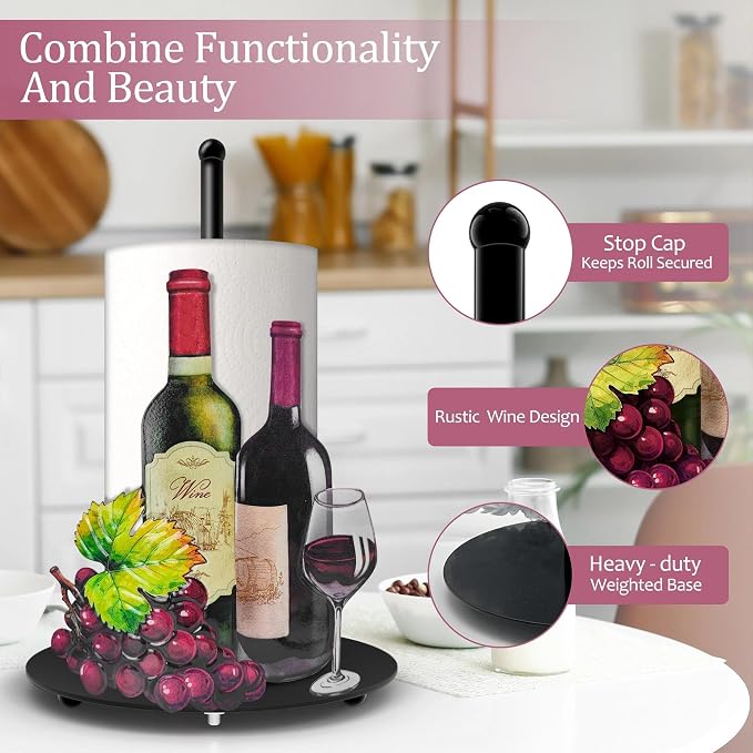 Hexagram Wine Paper Towel Holder, Wine Kitchen Bar Decor, Retro Decor - Image 3