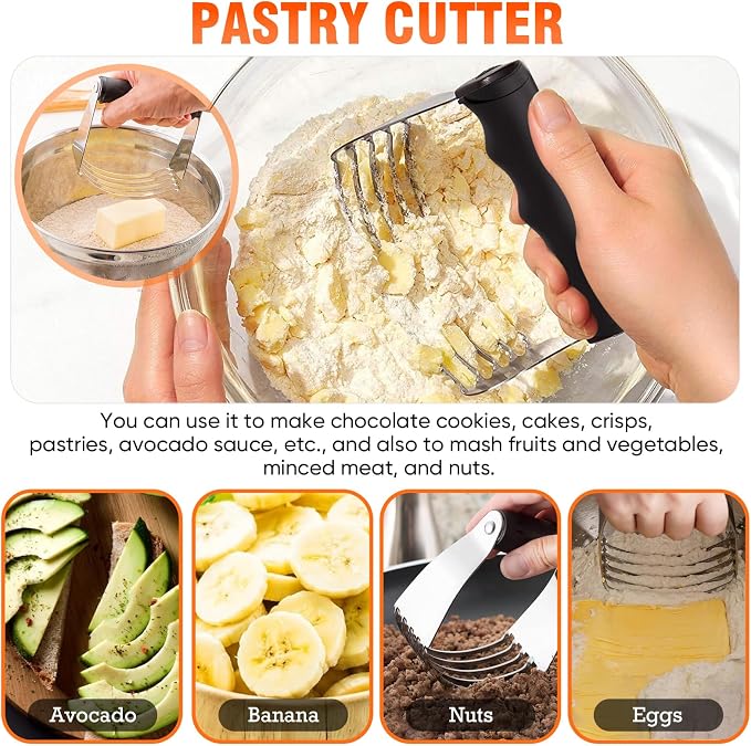 Stainless Steel Biscuit Cutter Set, Pastry Scraper and Dough Blender, Sturdy & - Image 7