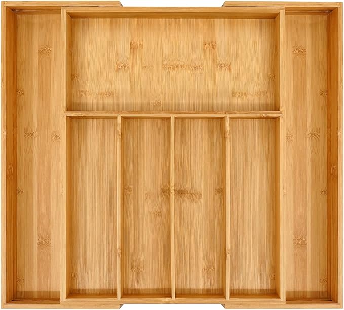 VaeFae Premium Bamboo Drawer Organizer, Expandable Silverware Drawer Organizer by VaeFaeDirect