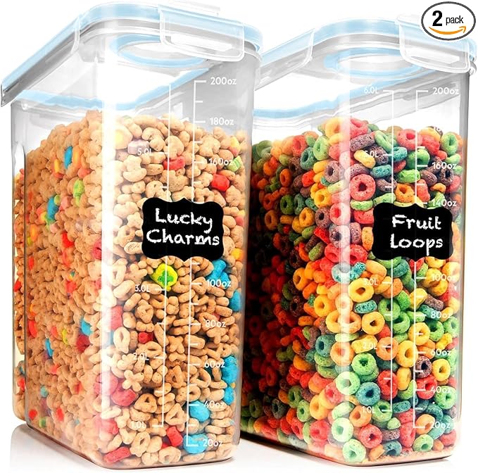 Shazo 2 Pack EXTRA Large Airtight Food Storage Cereal Containers by Shazo