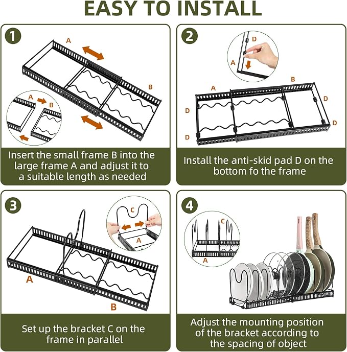 ROOHUA Pot Rack -Expandable Pan Organizer - Image 7