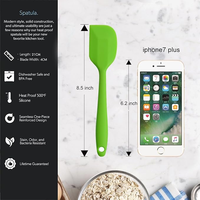 Silicone Spatulas, 8.5 inch Small Rubber Spatula Seamless One Piece Design Heat - Image 6