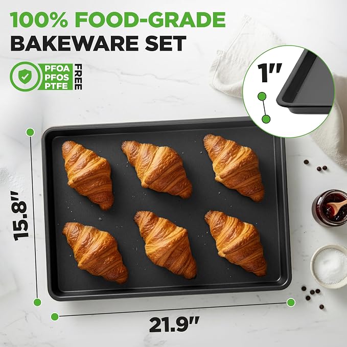NutriChef 2-Piece XL Mega Cookie Sheet Baking Pans Set - Image 6
