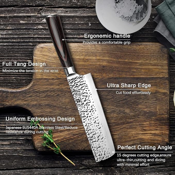 imarku Nakiri Knife, Razor Sharp 7 Inch Multipurpose Vegetable Japanese Chef - Image 8