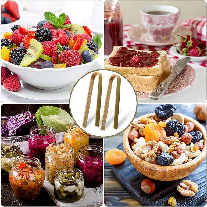150 Pieces Mini Bamboo Disposable Tongs 4 Inch Bamboo Toast Tong Wooden Cooking - Image 4