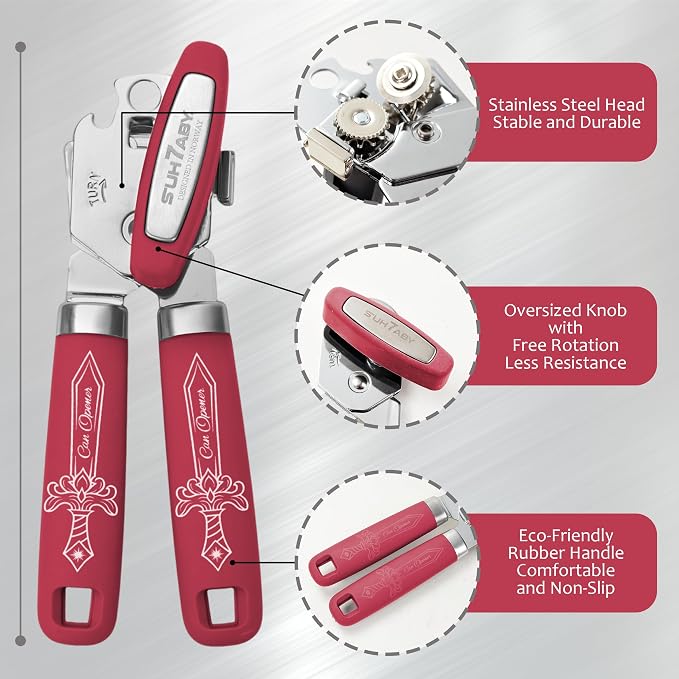 Manual Can Opener with Magnet, Heavy Duty Hand Can and Bottle Opener with - Image 2
