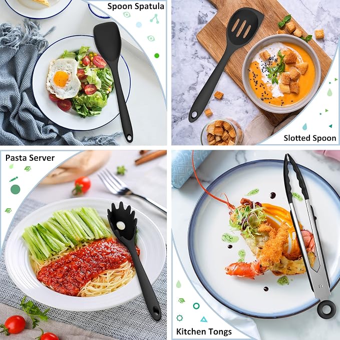 Silicone Kitchen Utensils Set, 16-Piece Silicone Cooking Utensils by Deedro - Image 3