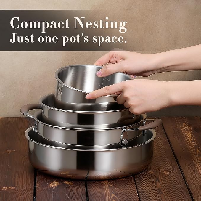 CAROTE 13pcs Tri-Ply Stainless Steel Cookware Set - Image 7