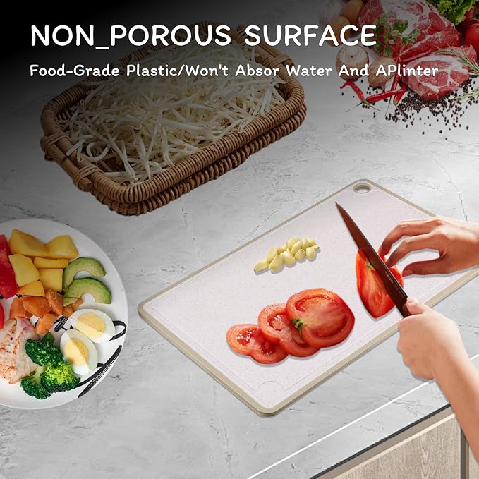 Cutting Board for Kitchen, Wheat Straw Fiber Cutting Board, Dish Washer Safe - Image 6