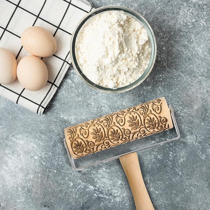 Mrs. Anderson’s Baking Mini Embossing Rolling Pin, Floral Scroll Design - Image 6