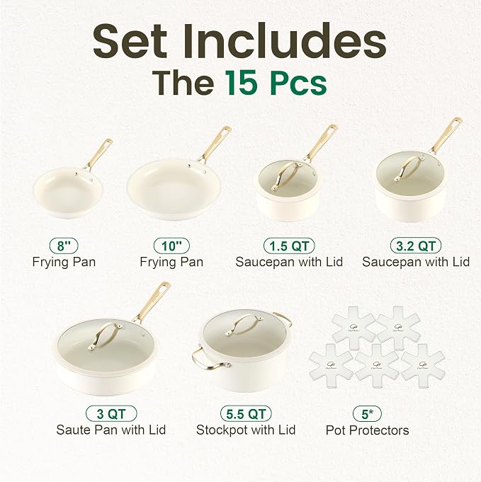 Chef Power Ceramic Cookware Sets, Cookware Set - Image 2