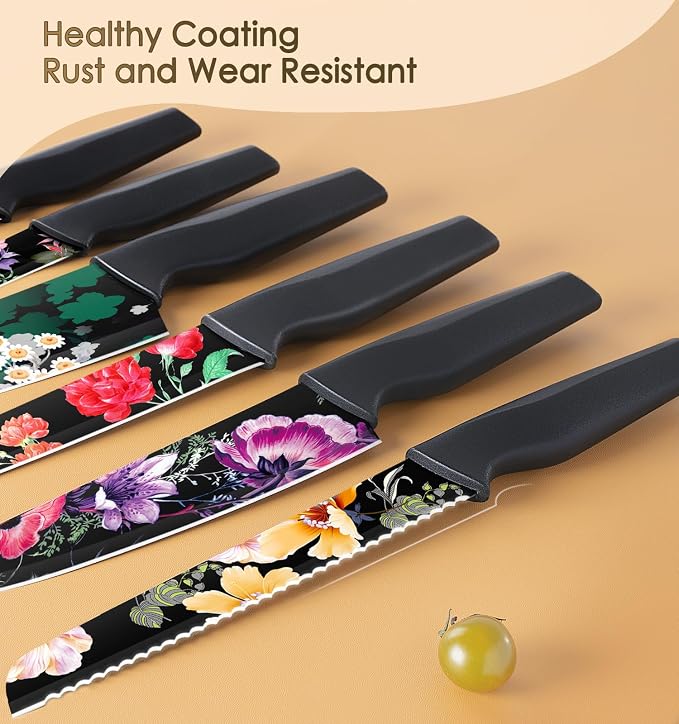 Astercook Knife Set, 12-Piece Flower Kitchen Knives Sets - Image 5