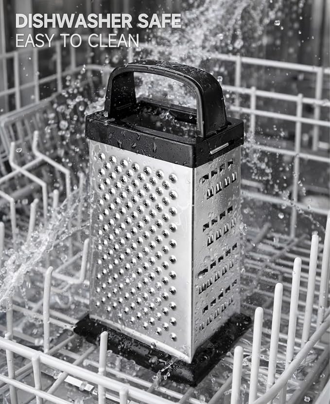 Cheese Grater, 4-Sided Mini Box Grater, Stainless Steel Food Shredder - Image 4