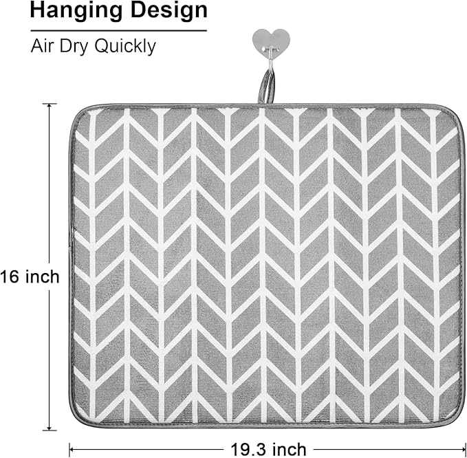 SUBEKYU Dish Drying Mat for Kitchen Counter, Absorbent Microfiber Dishes - Image 4