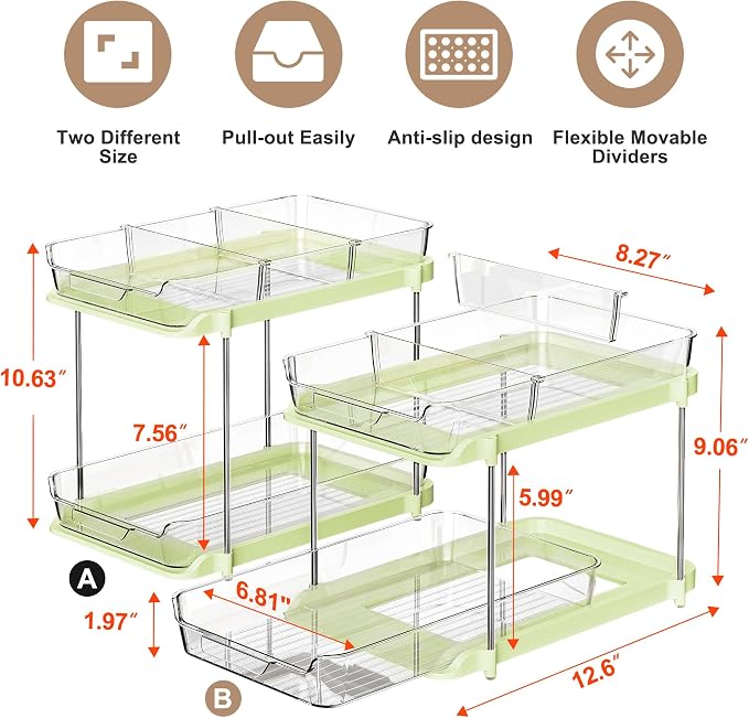 Delamu 2-Tier Multi-Purpose Bathroom Under Sink Organizers and Storage - Image 2