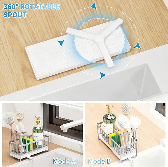 Cisily Sponge Holder for Kitchen Sink, Sink Caddy Organizer - Image 3