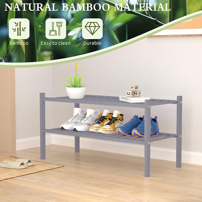 ROMGUAR CRAFT 2 Tier Bamboo Shoe Rack - Image 6