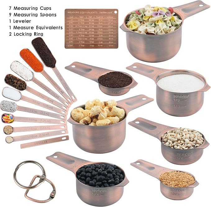 Measuring Cups and Spoons Set, Copper Measuring Cups and Spoons Set - Image 2