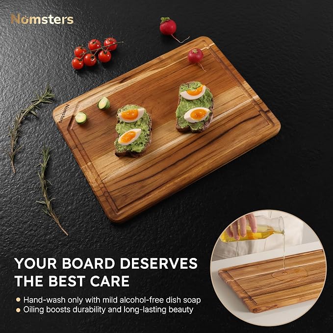 Teak Cutting Board 15inch Non Slip Over Sink Kitchen 2026 First Apartment - Image 8
