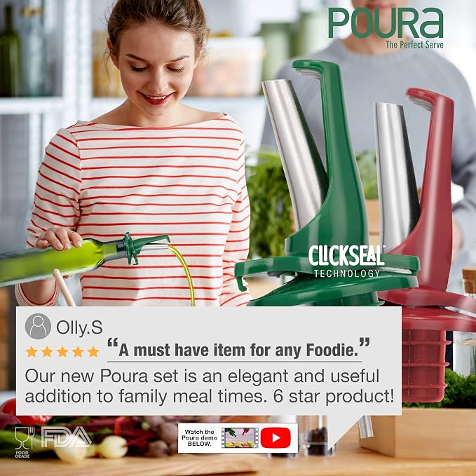 Poura Oil and Vinegar Dispenser Spouts | Airtight ClickSeal BPA Free Bottle - Image 7