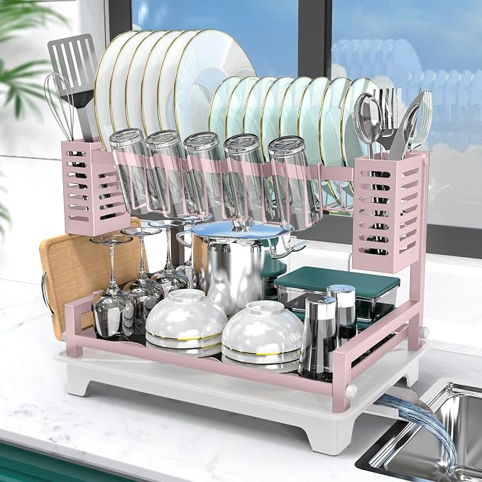 B-Land Dish Drying Rack, 2 Tier Dish Racks by B-Land