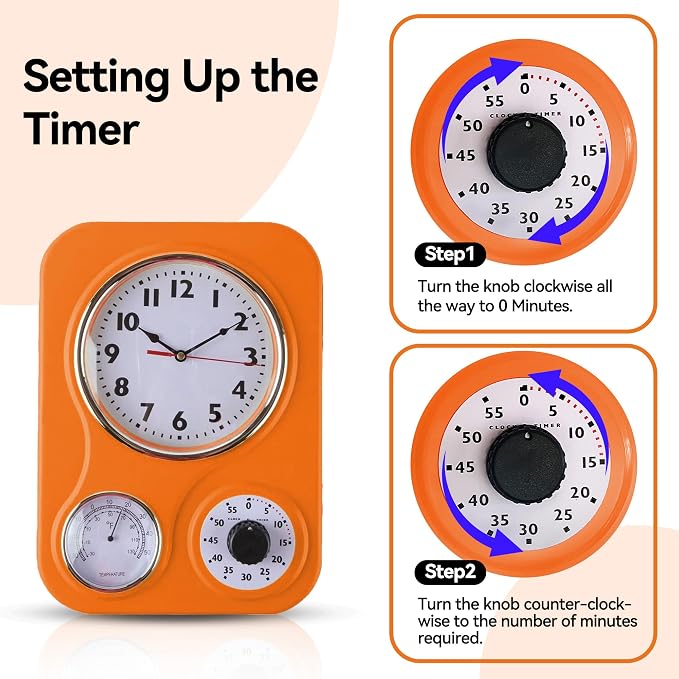 Lily's Home - 9.5 Inch x 12.5 Inch - Retro Kitchen Wall Clock, Vintage Wall - Image 6
