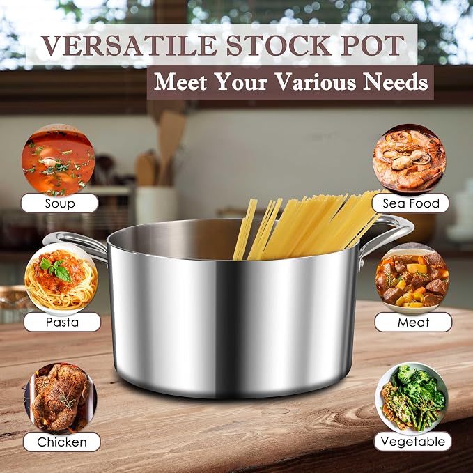 Herogo 4.5 Quart Stock Pot, Tri-Ply Cooking Pot - Image 6