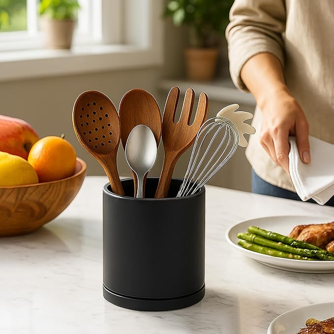 D'vine Dev 360° Rotating Utensil Holder Set – 7.2"+5" Kitchen Utensil Crocks - Image 5