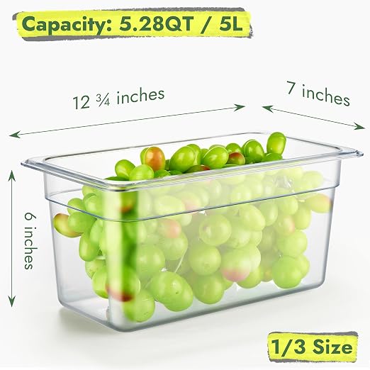 CURTA 6-Pack 1/3 Size 6" Deep NSF Polycarbonate Food Pans - Image 2
