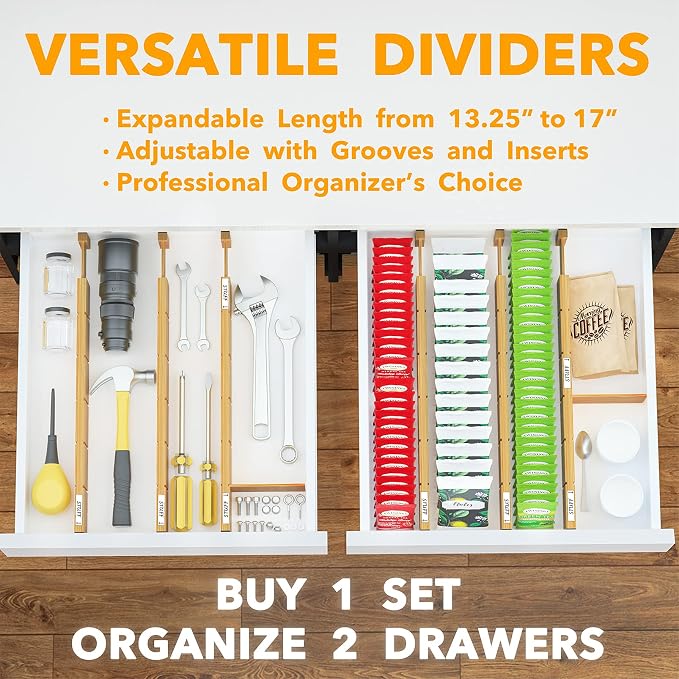 SpaceAid Bamboo Drawer Dividers - Image 5