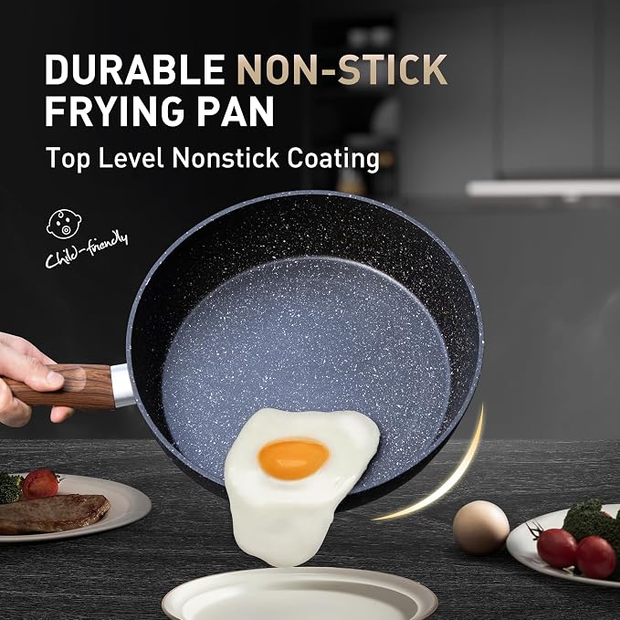MAISON ARTS Pots and Pans Set Non Stick, 12 Piece Black Granite Kitchen - Image 3