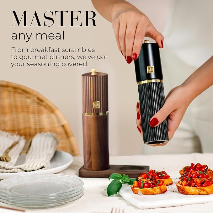 Wooden Salt and Pepper Grinder Set – Refillable Manual Salt and Pepper Mills - Image 9