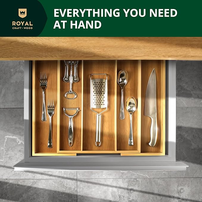 ROYAL CRAFT WOOD Luxury Bamboo Kitchen Drawer Organizer - Image 4