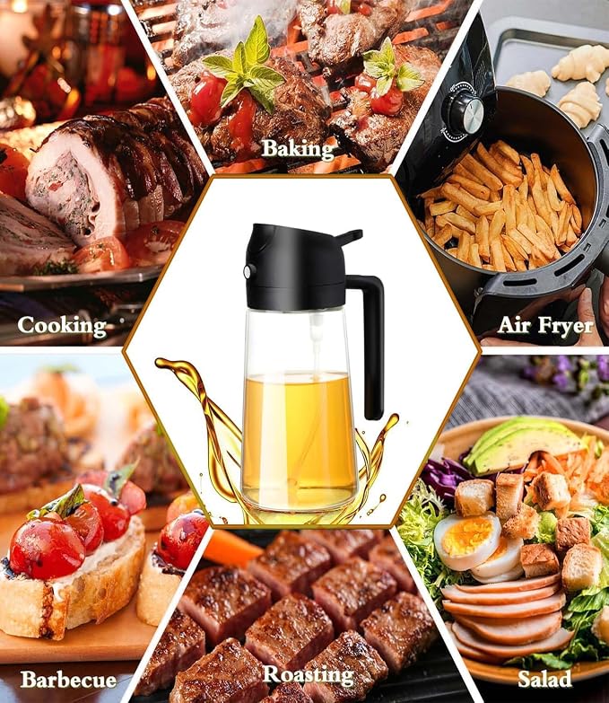 Oil Sprayer for Cooking 2 in 1 Olive Dispenser Bottle 16oz/470ml Kitchen - Image 6