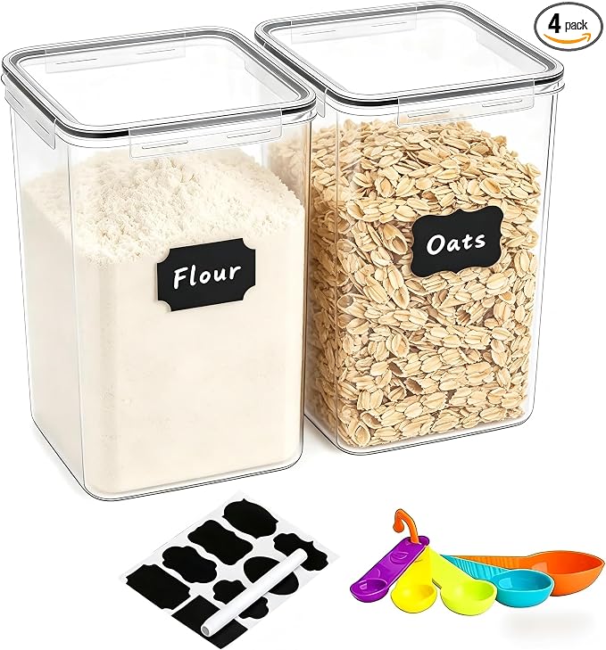 2 Pieces 6.5L / 220 oz Large Food Storage Containers, BPA Free Plastic Airtight by stusgo