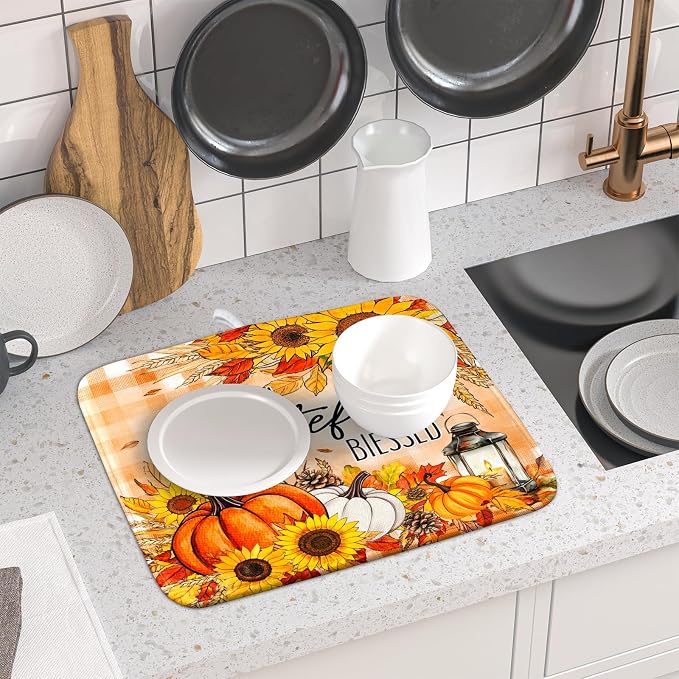 Giwawa Autumn Pumpkins Dish Drying Mat - Image 6