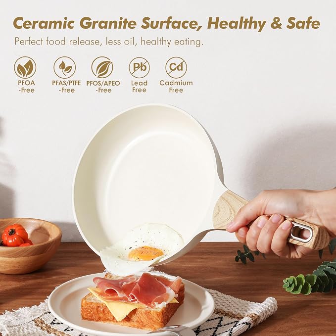 SENSARTE Ceramic Cookware Sets, Pots and Pans Set Non stick, Granite Induction - Image 2