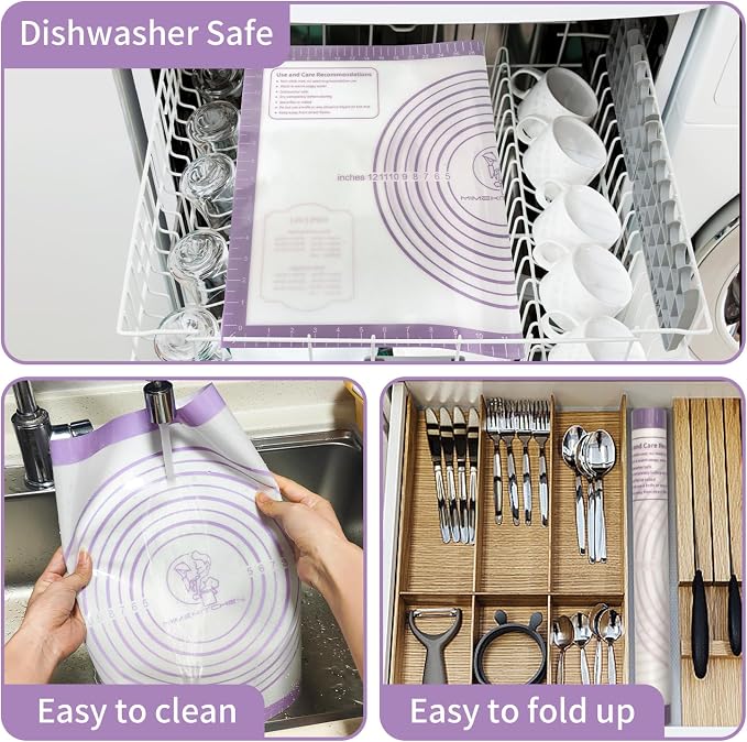 Non Stick Pastry Mat, Extra Large Silicone Baking Mat - Image 6