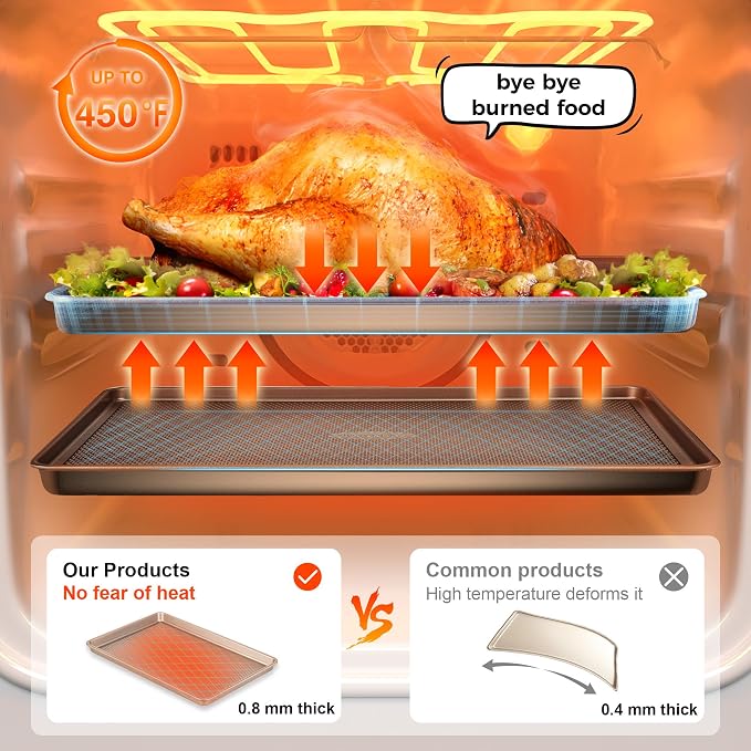 HONGBAKE Baking Sheet Pan Set of 3, Cookie Sheets - Image 9